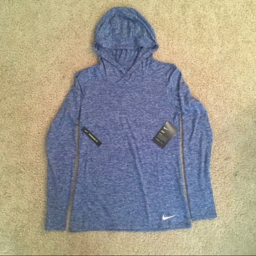 Blue nike long sleeve sweat shirt with hood